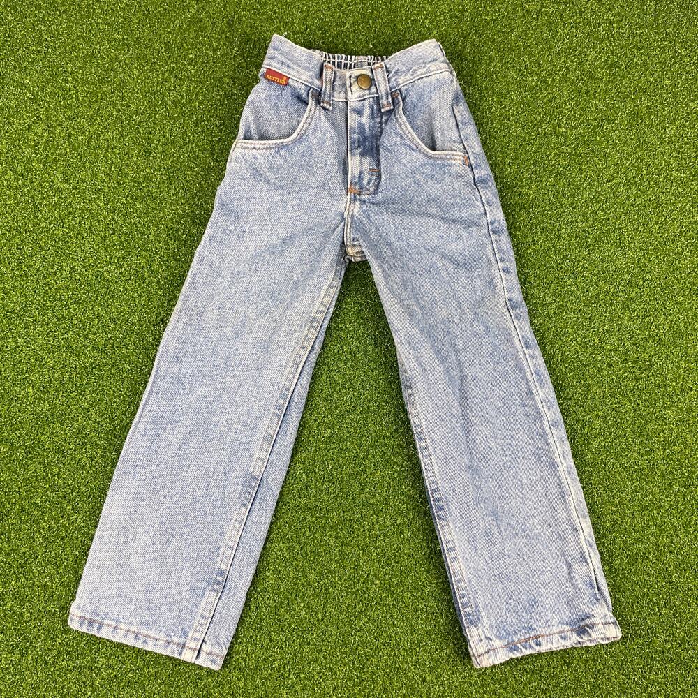 Vintage Rustler Toddler Blue Light Wash Denim Straight Leg Jeans Sz 4 Slim